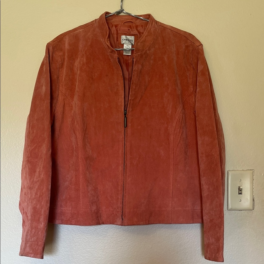 Chico's Rust Orange Suede Zip Jacket - image 1